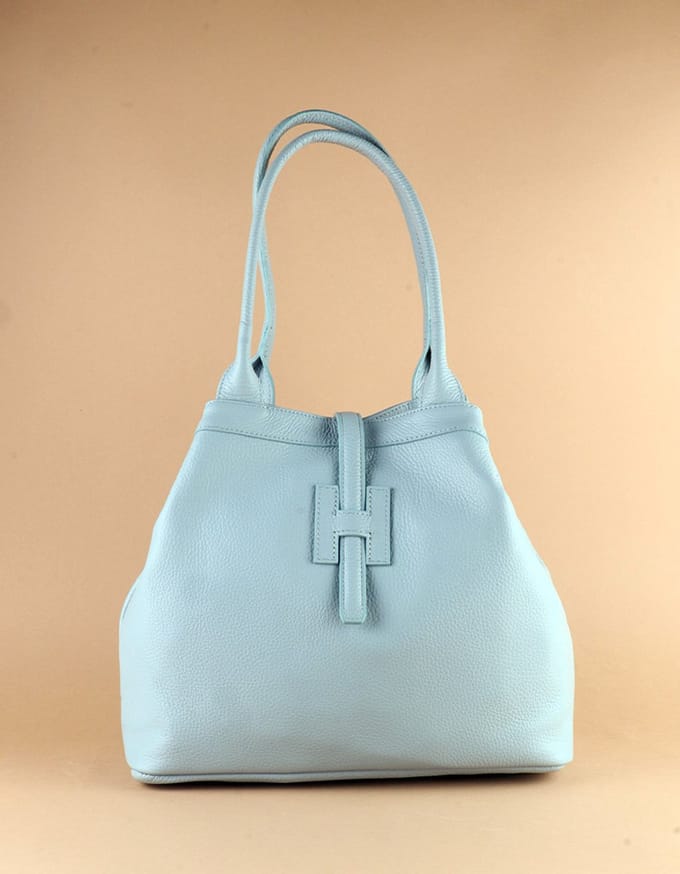 Echt lederen handtas Madou - Made in Italy - Licht blauw