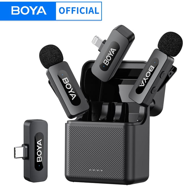 BOYA BY-V3 Draadloze Lavalier Revers Mirophone Ruisonderdrukkende Oplaadbare Microfoon voor iPhone Android Camera Live Streaming Vloggen BY-V10