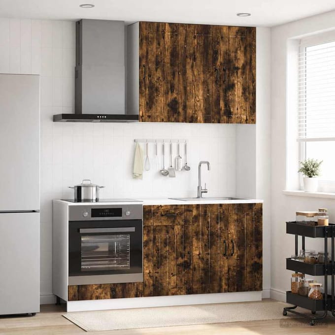 vidaXL - Keukenblok - LUCCA - 5 - st - Gerookt - eiken - Bewerkt - hout
