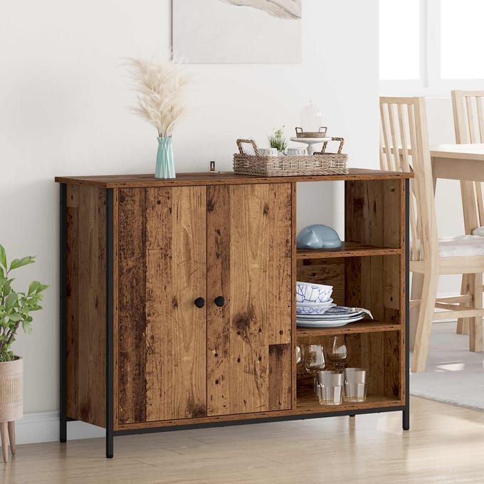 vidaXL - Dressoir - Oud - Hout - 100 - x - 33 - x - 75 - cm - Bewerkt - hout