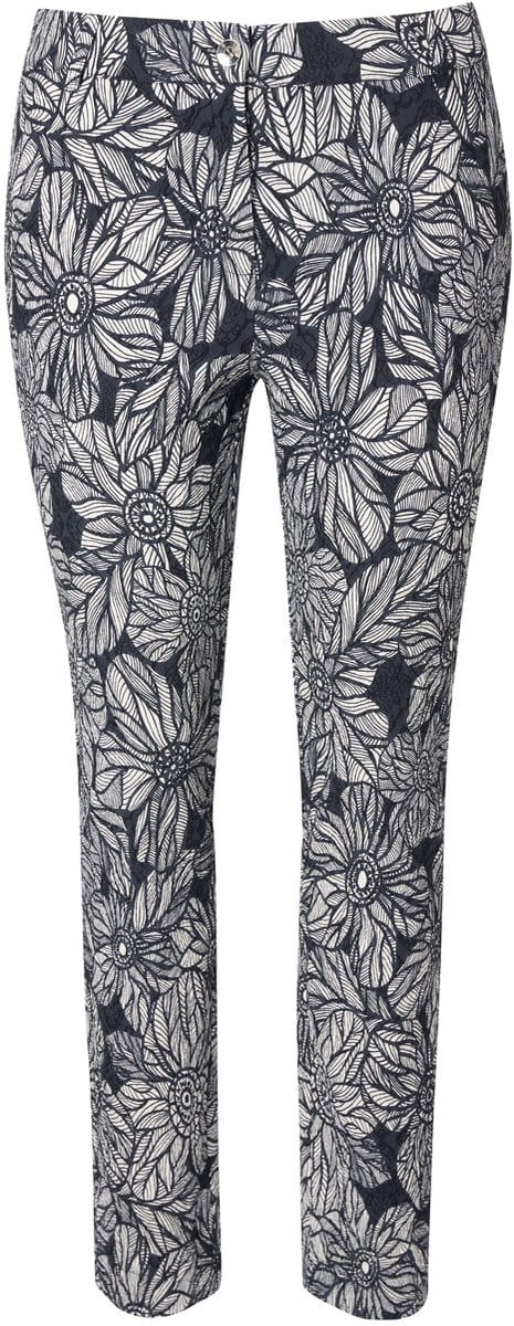 Ulla Popken - Dames - Broek Sammy jacquard smalle pijpen elastische tailleband - Sneeuwwit - Maat 56