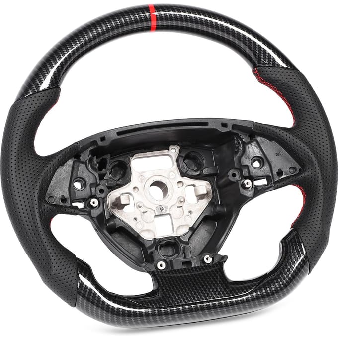 Volant style fibre de carbone Hydro Dip Cuir perforé avec surpiqûres rouges Remplacement pour C7 2014 2019 black
