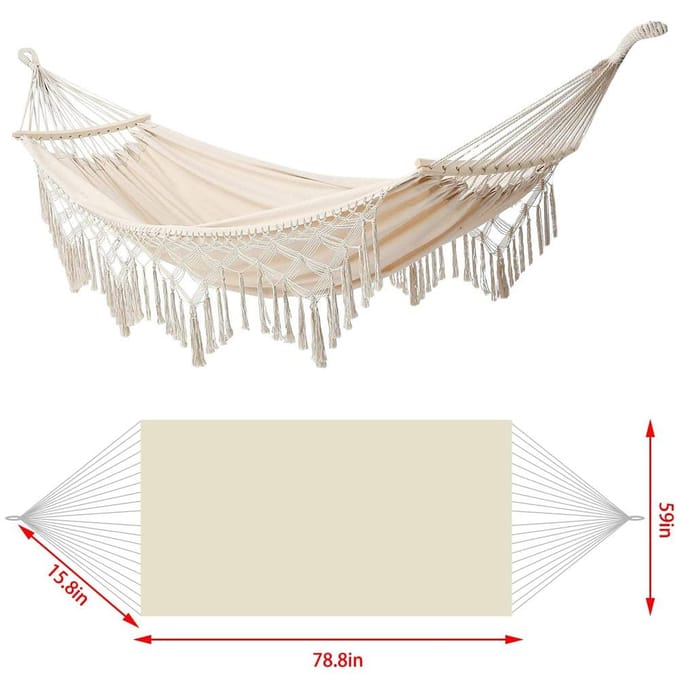 Hamac Double en macramé, lit balançoire pour deux personnes, pour plage, cour, chambre à coucher, Patio noir