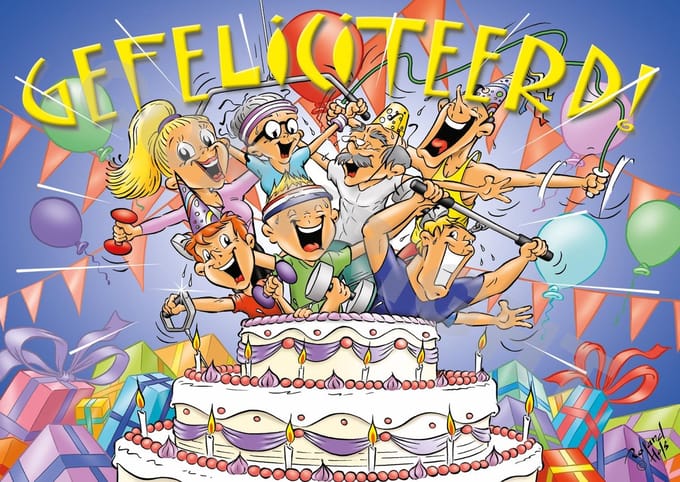 Ansichtkaart 2000 stuks GEFELICITEERD! Taart - Fitness