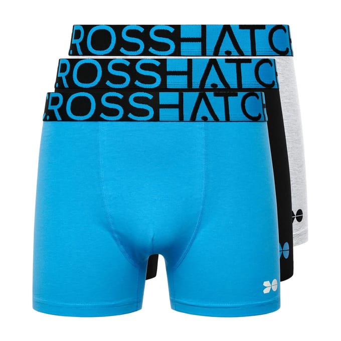 Crosshatch Heren Dumas Boxershorts (Set van 3) (Malibu Blauw)