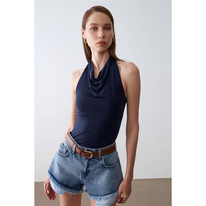 Mouwloze Blouse met Col en Strik