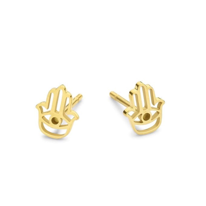 CO88 Collection Elemental 8CE-70338 Stalen oorbellen - fatima's hand - 8 mm - Goudkleurig