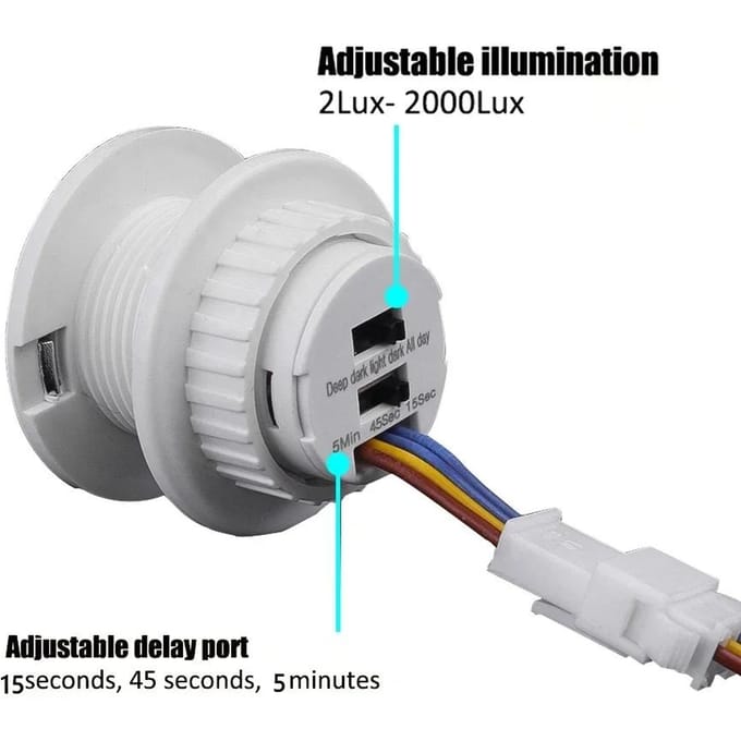 Bewegingssensor lichtschakelaar 220V 110V PIR aanwezigheidssensor voor verlichting met instelbare vertragingstijd, bewegingsdetector, automatische schakelaar aquablauwe kleur