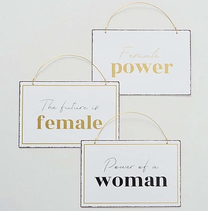 Tekstbord female / vrouw set van 3 stuks
