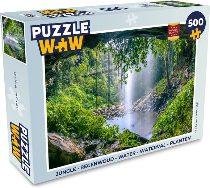 Puzzel Jungle - Regenwoud - Water - Waterval - Planten - Legpuzzel - Puzzel 500 stukjes