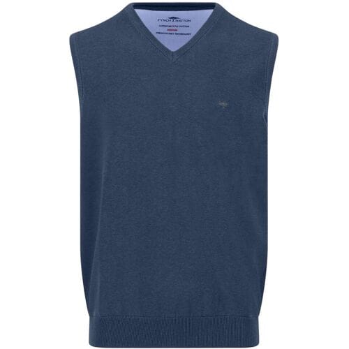 Fynch-Hatton Spencer Uni Color V-Neck Slipover Superfine Cotton Night / male