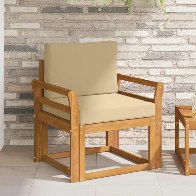 vidaXL - Buitensofa - Massief - Acacia - Hout - en - Polyester - Naturel