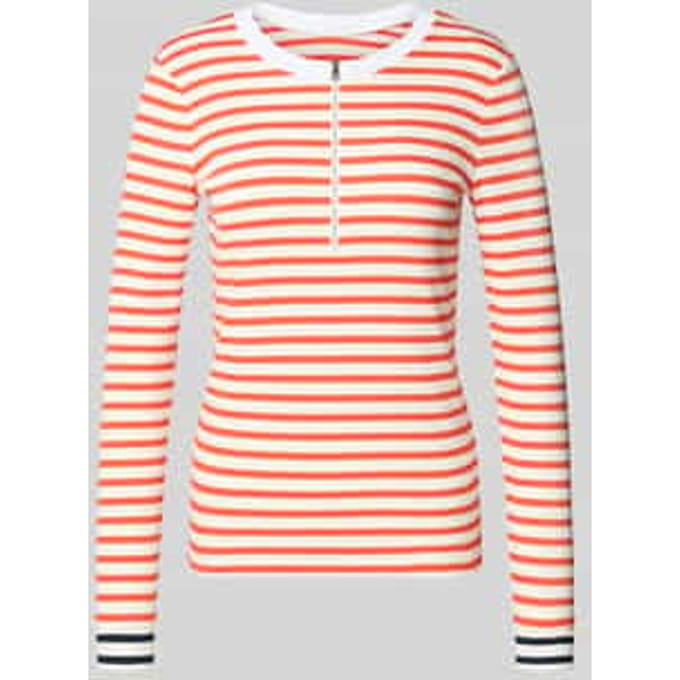 Shirt met lange mouwen met ronde hals en ritssluiting