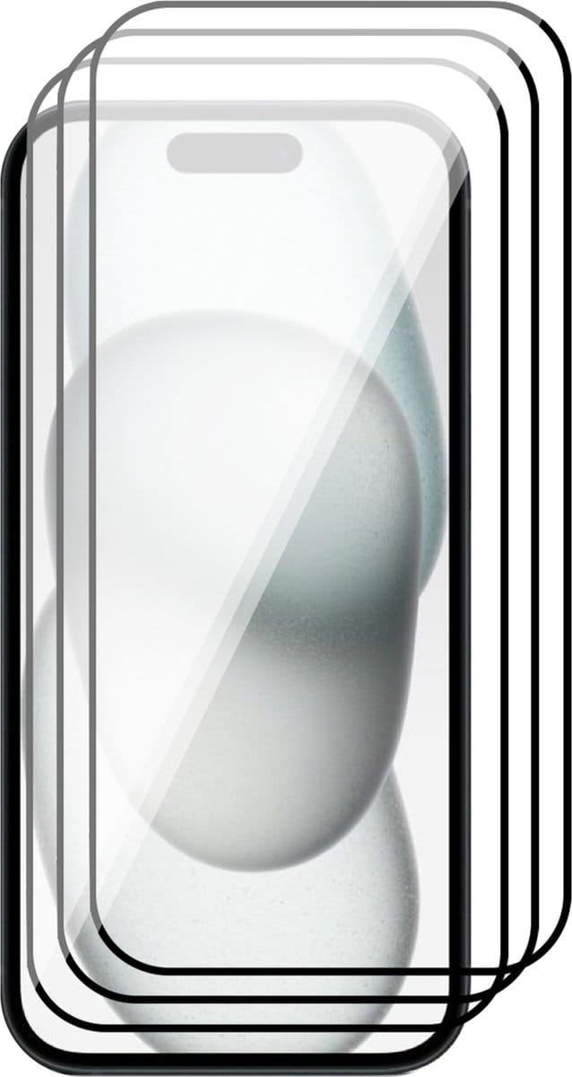 Screenprotector geschikt voor iPhone 15 - 3x Gehard Glas Screen Protector FullGuard