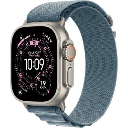 Apple Watch Ultra 3 Cellular 49mm Natural Titanium Case with Light Blue Alpine Loop - Medium