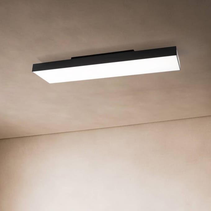 Lucande LED plafondlamp Leicy, zwart, 100 cm, RGBIC, CCT