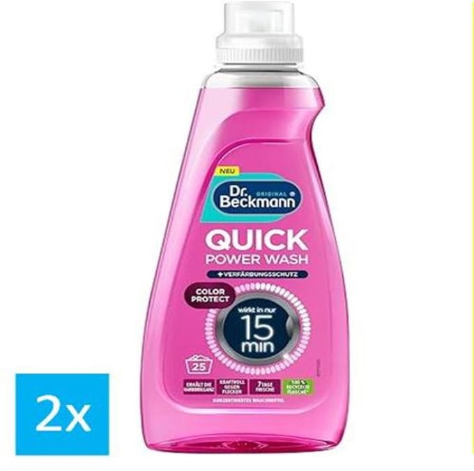 2 x Dr. Beckmann Colour Wasmiddel – Korte Wascyclus – 25 Wasbeurten – Effectief in 15 Minuten – 800 ml