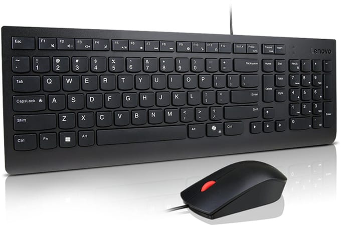 Lenovo Essential Wired Combo - keyboard and mouse set - QWERTY - US with Euro symbol - black Input Device - Keyboard and mouse set - Engels - Zwart