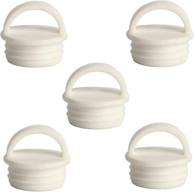 Set van 5 Silicone Afvoerpluggen voor Dweil- en Wateremmers - Waterstop met Trekring (OD 31mm)