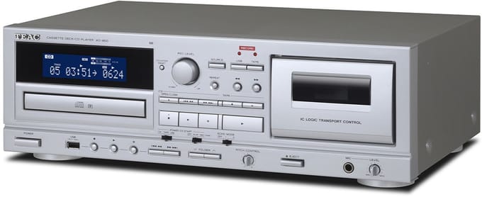 TEAC AD-850-SE CD & Cassettespeler met USB, Zilver