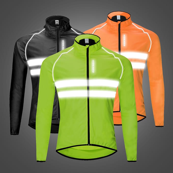 Reflecterend Lange Mouw Fietsjersey Windjack Jas Waterafstotend Winddicht Buitensporten XL zwart