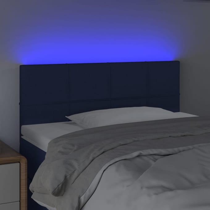 vidaXL - Hoofdbord - LED - 80x5x78/88 - cm - stof - blauw