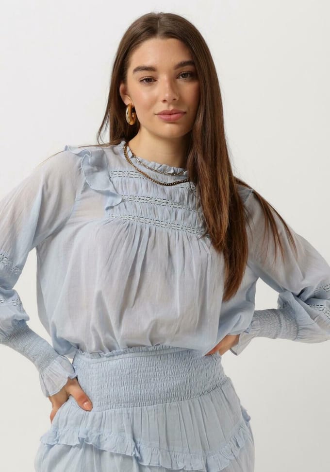 Notre-V Voile Blouse Dames - Jurken - Lichtblauw - Maat XL