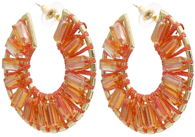 Oorbellen met glaskralen – oranje – 4,5 cm