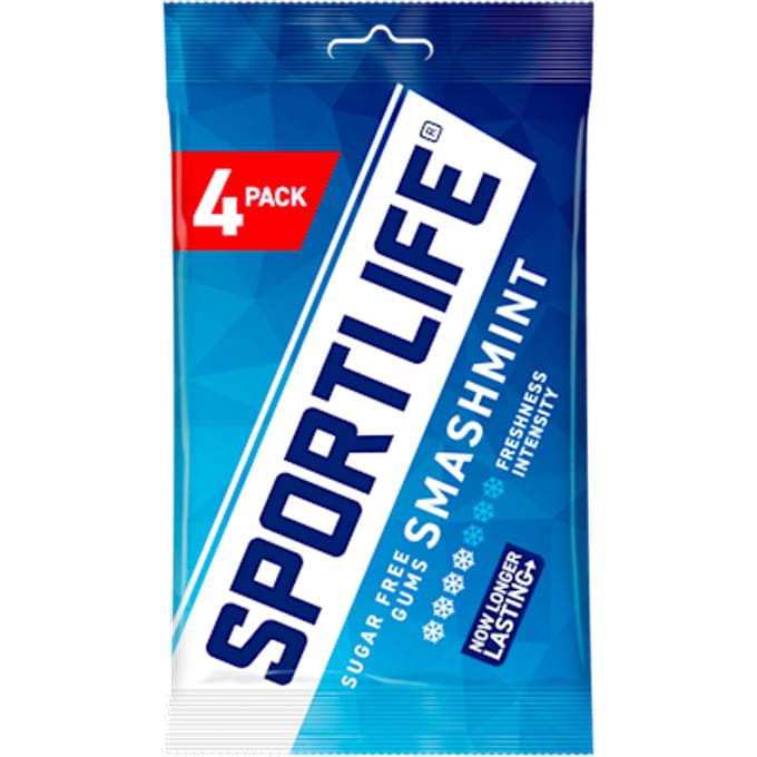 Sportlife - Kauwgom - Smashmint - Suikervrij - 4 Stuks
