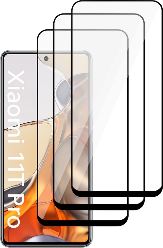 Screenprotector geschikt voor Xiaomi Mi 11T Pro - Beschermglas Full - Glas Screen Protector - 3 Stuks