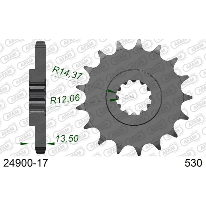 Stalen motortandwiel voor Afam 530 17 dents