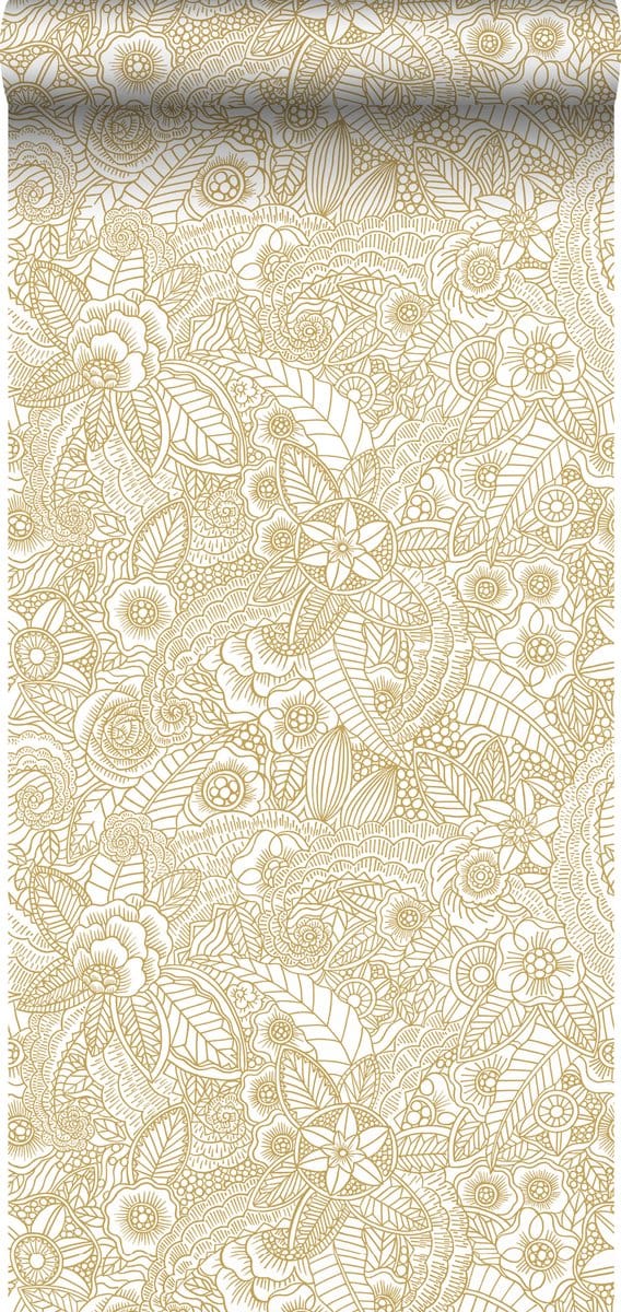 ESTAhome behang bloemtekeningen goud - 53 cm x 10.05 m - 139549