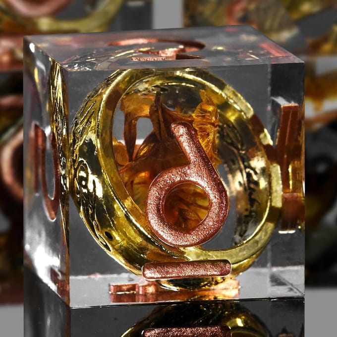 Dobbelstenen set - RPG dobbelstenen - Rollenspellen spelen - Uniek ringontwerp - 7 stuks - Koperkleurig