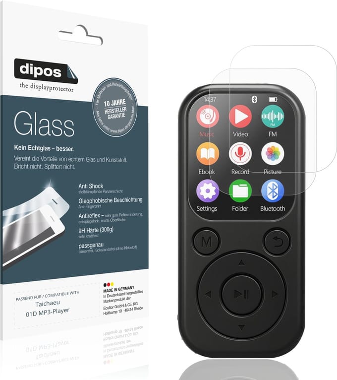 dipos – 2x Matte Pantserfolie geschikt voor Taichaeu 01D MP3-Player | 9H Screenprotector