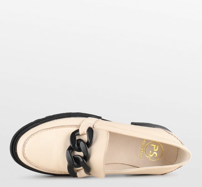 PS Poelman - maat 42- SOPHIE Dames Loafers met ketting - Crème