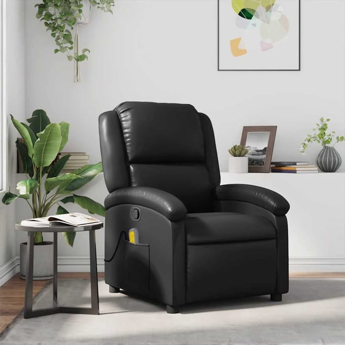 vidaXL - Massagestoel - verstelbaar - kunstleer - zwart
