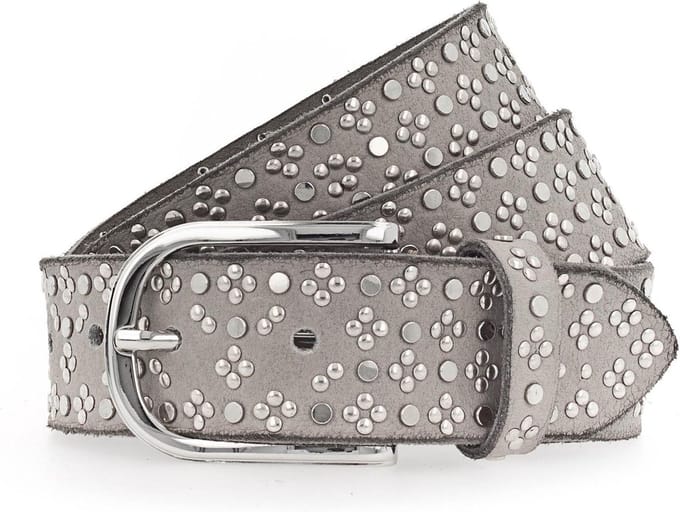 b.belt Leren Riem Tini Silver Leather Belt W100 Light Grey Lichtgrijs
