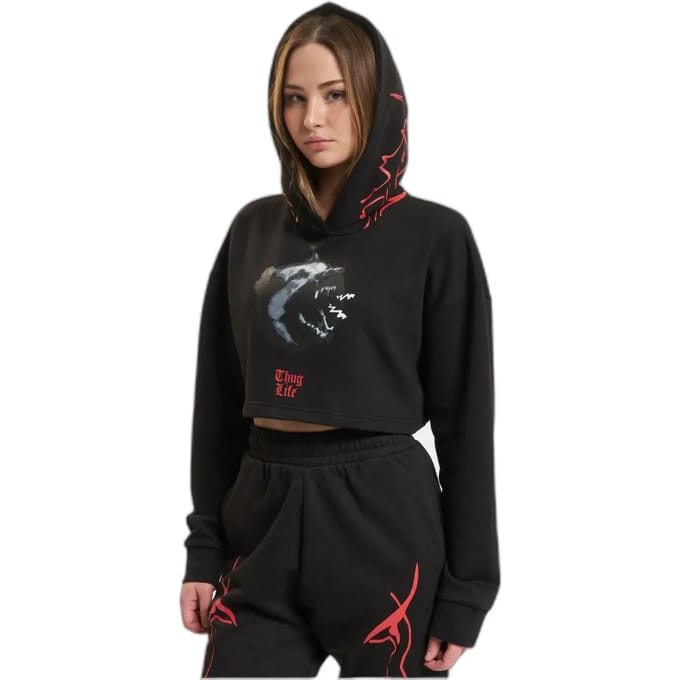 Thug Life - Dusky Crop Hoodie - M - Zwart