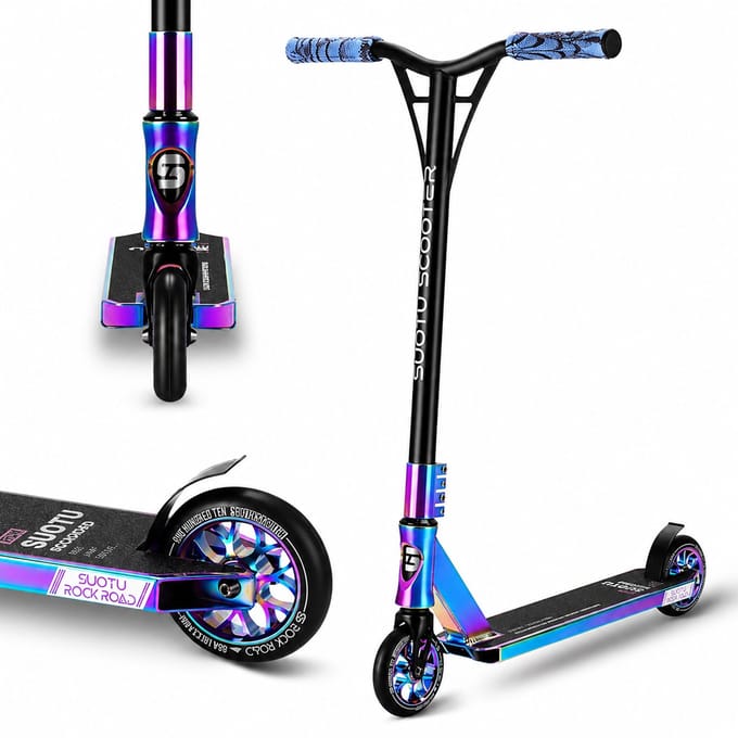 Suotu Stuntstep - Step - Kinderstep - Silent axle - Chrome ABEC-9 bearing - Speelgoed Jongens/Meisjes - Aluminium - Rainbow