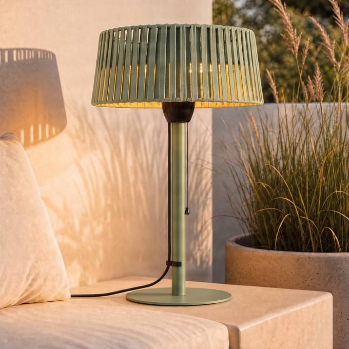 Lucande terrasverwarmer Pyravo, groen, aluminium, 70 cm, IP44