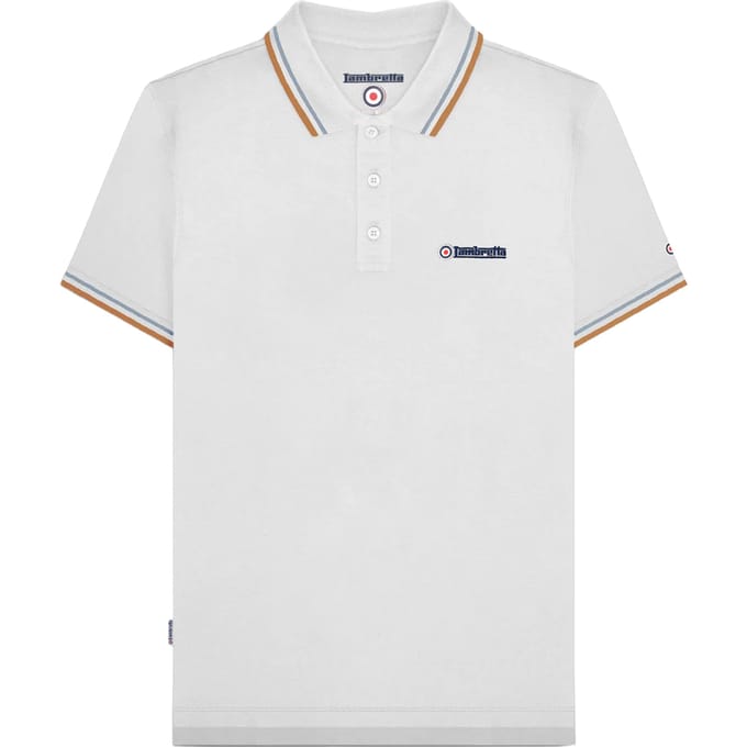 Lambretta Heren SS25 Twin Tip Poloshirt (Wit/Kleurig)