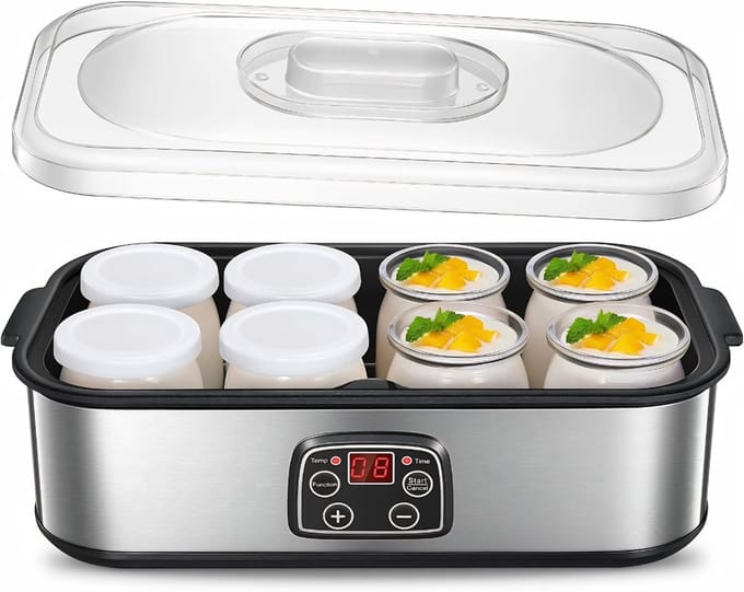 AHD® Yoghurtmaker - Ijsmachine - Yoghurtmachine - Zilver- ‎37cm x 18cm x 14cm