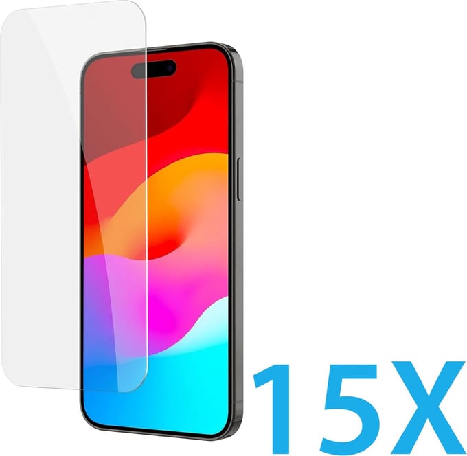Glasplaatje Geschikt voor: Apple iPhone 16 - 15x Screenprotector - screen protector - glas - bescherm - beschermglas