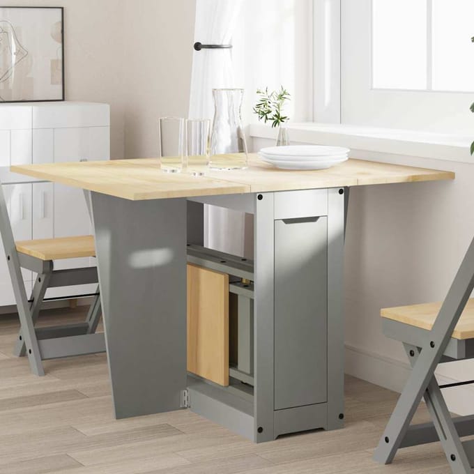 vidaXL - Eettafel - Corona - inklapbaar - massief - grenenhout - grijs