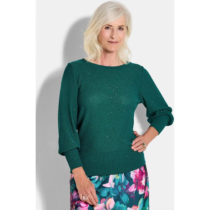 Elegante pullover met pailletten - smaragd - Gr. 19 van Goldner Fashion