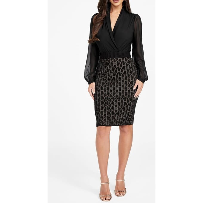 GUESS Billie Monogram Skir Small Monogram Black Taglia: L | Minigonne Outlet | Donna | Nero