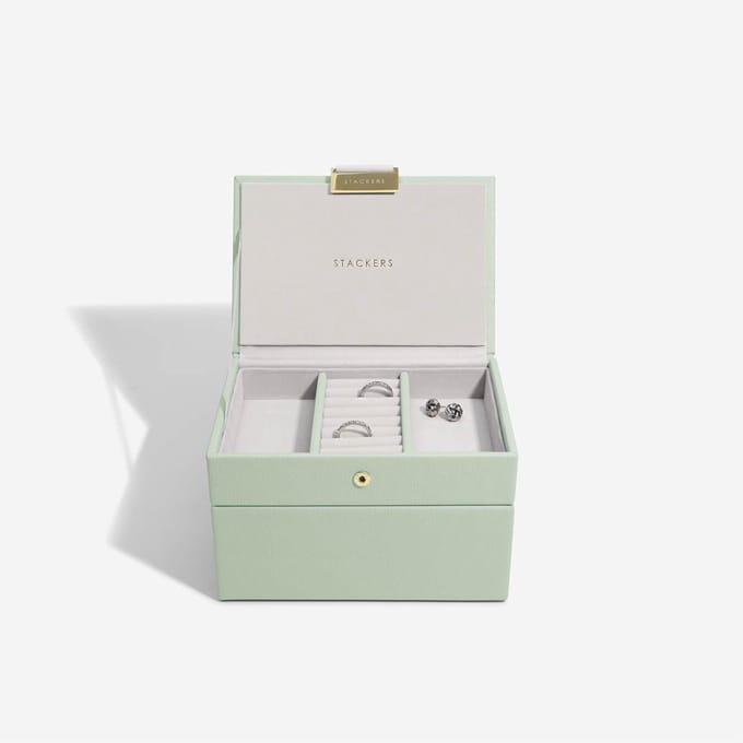 STACKERS mini SAGE GREEN - Sieradendoos - Juwelendoos - Sieradenhouder - Sieraden Organizer - 2-set