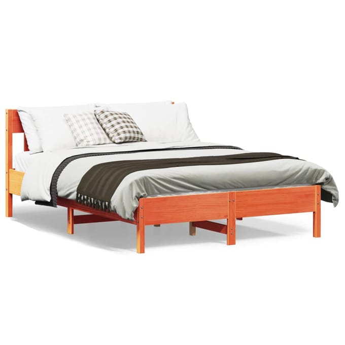 vidaXL - Bedframe - zonder - matras - massief - grenenhout - wasbruin - 150x200 - cm