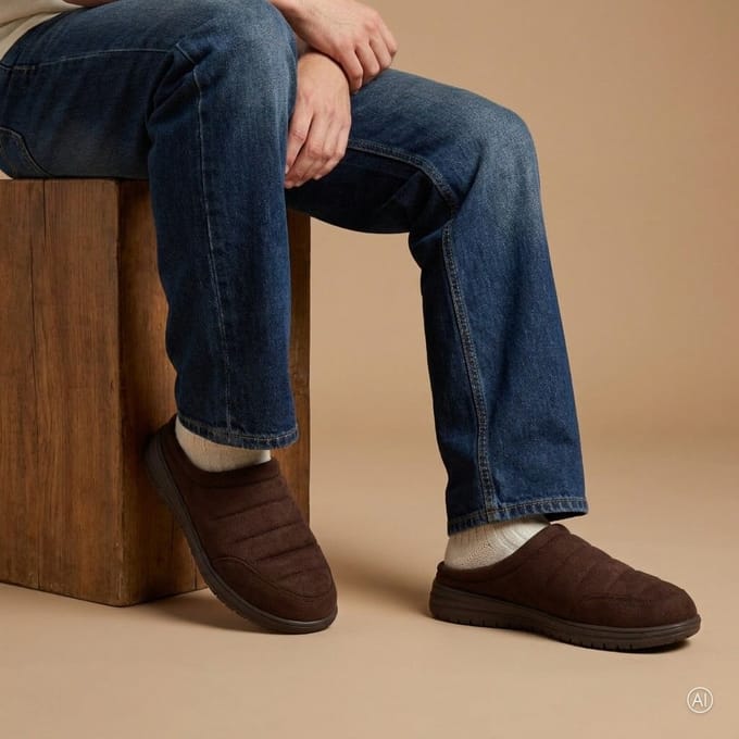 Skechers Relaxed Fit: Murette Garvanza Heren Muilen Van Microvezel In Chocoladebruin