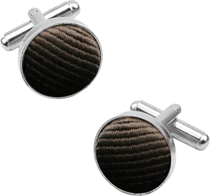 Fako Bijoux - Manchetknopen - Staal & Streep - 16mm - Bruin
